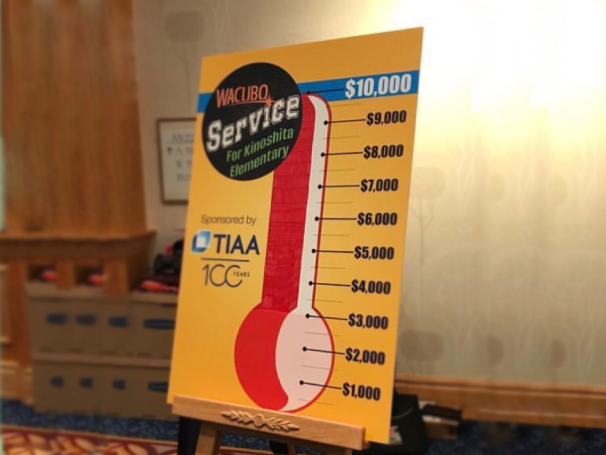Photo: Service project thermometer to measure donations at goal reached